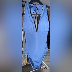 Boden Periwinkle Halter One-Piece Swimsuit